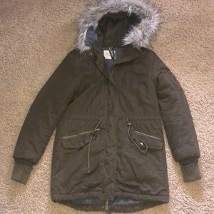 Army Green Parka with Fur Hood